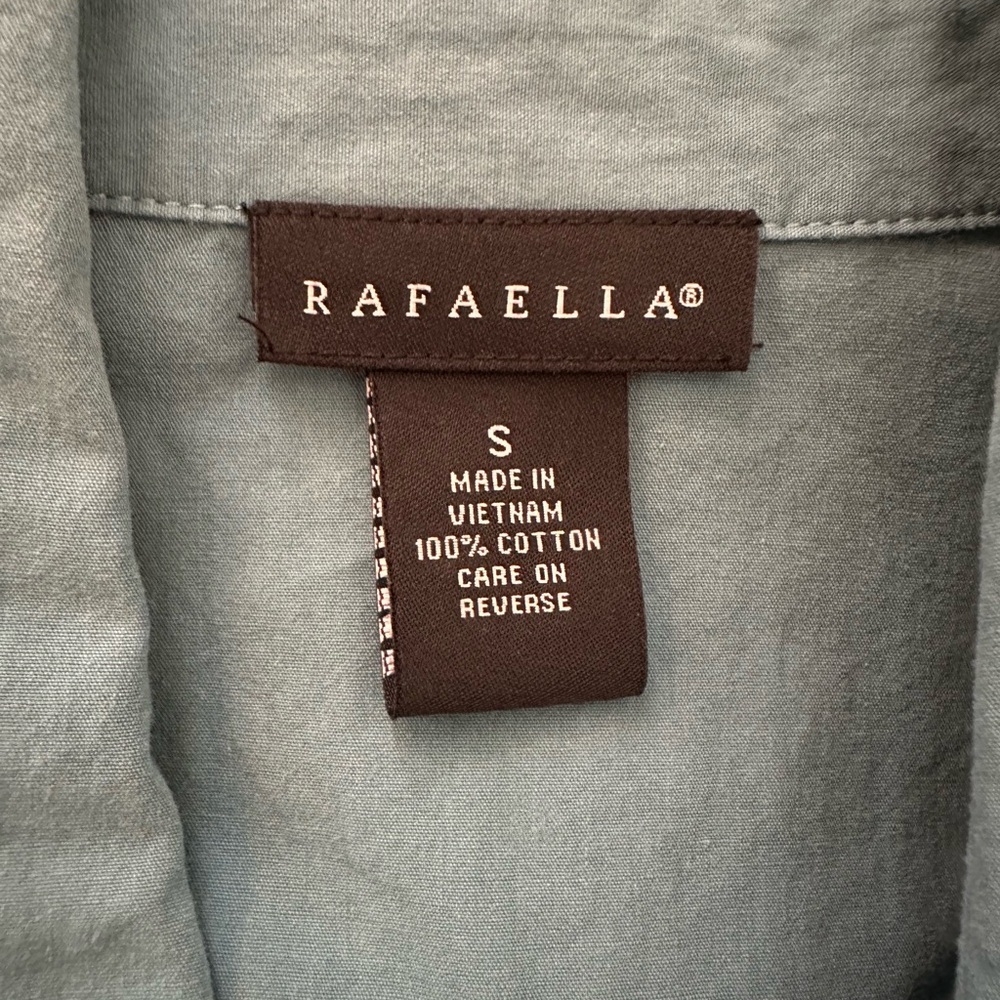 Rafaella Teal Button-Down 100 Percent Cotton Shirt Size Small - Picture 10 of 11